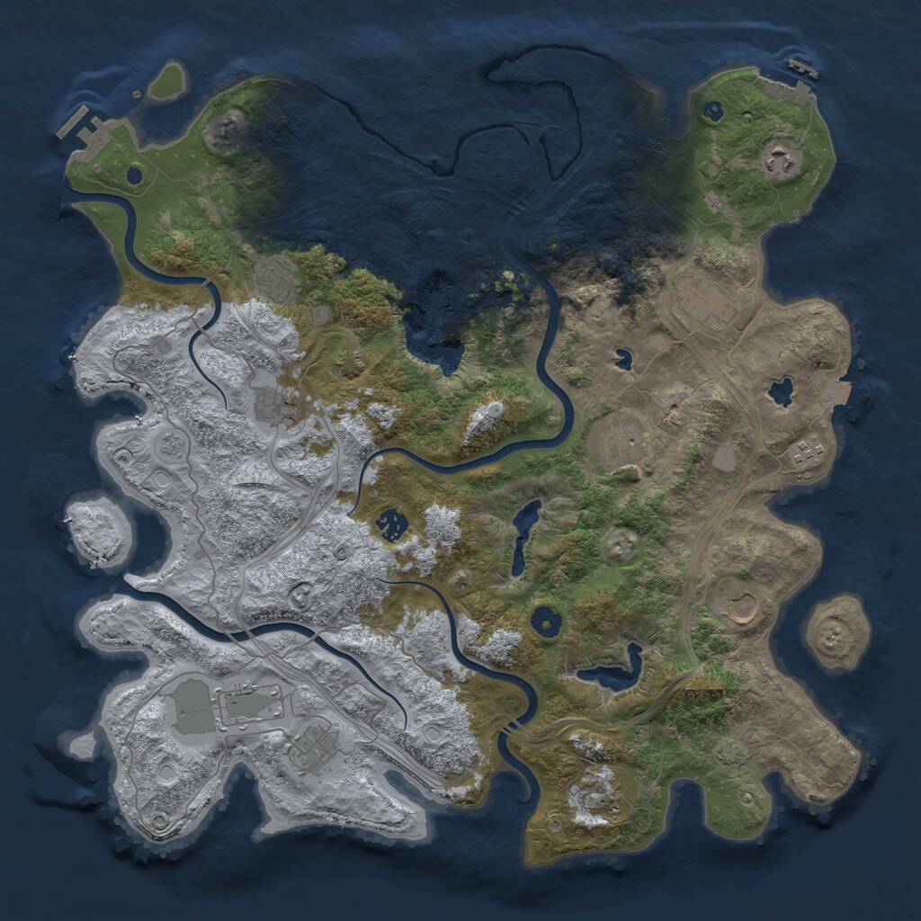 Rust Map: Procedural Map, Size: 4500, Seed: 1909342093, 17 Monuments