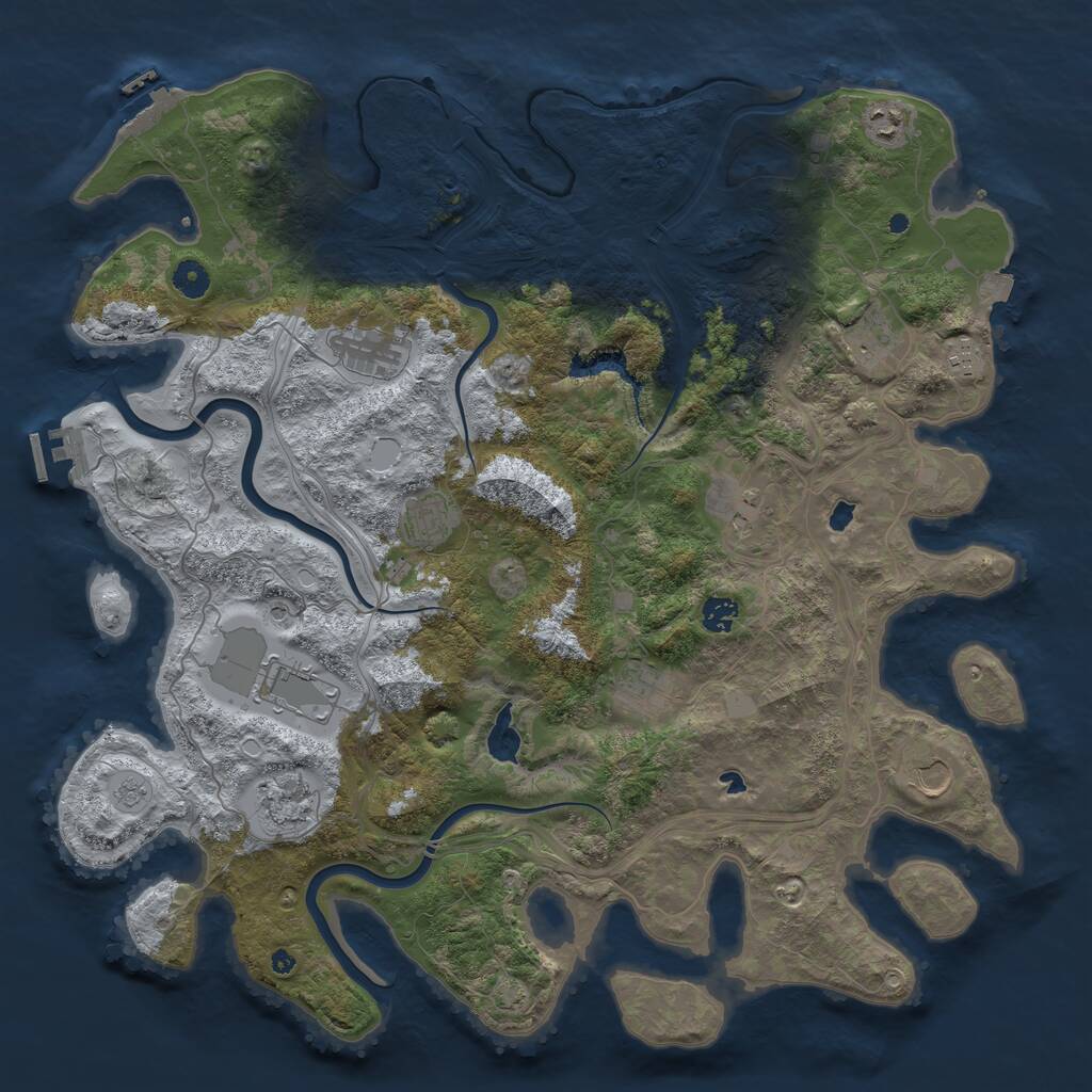 Rust Map: Procedural Map, Size: 4500, Seed: 1115454643, 17 Monuments