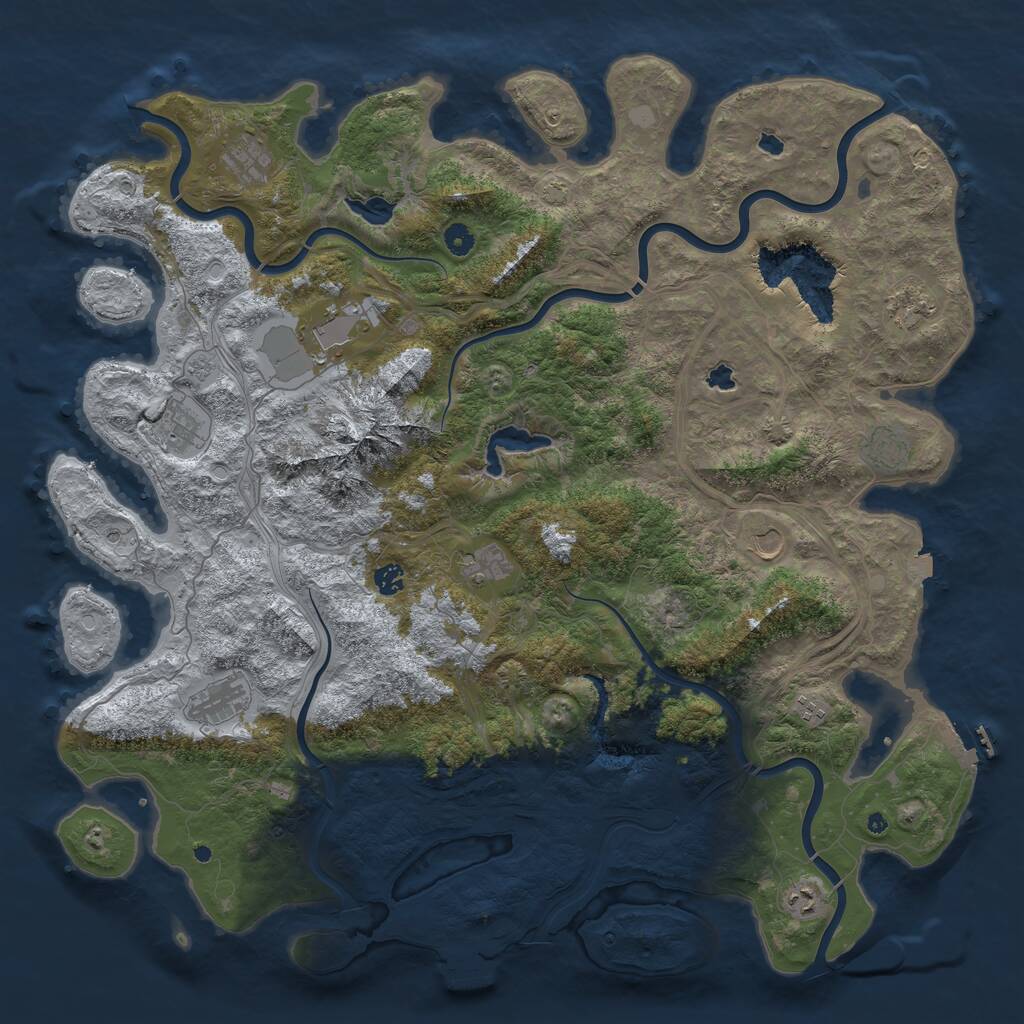 Rust Map: Procedural Map, Size: 5000, Seed: 498251216, 17 Monuments