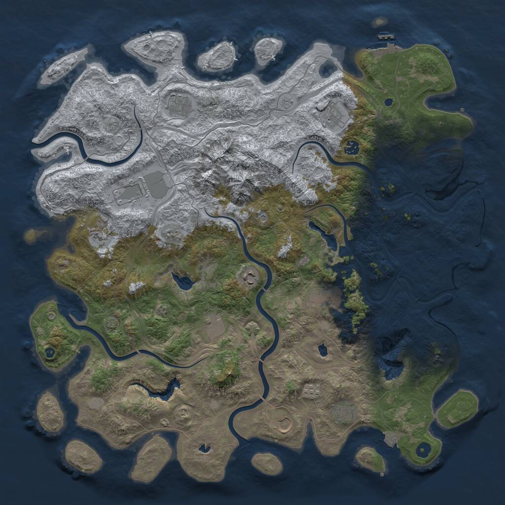 Rust Map: Procedural Map, Size: 5000, Seed: 1709190991, 17 Monuments