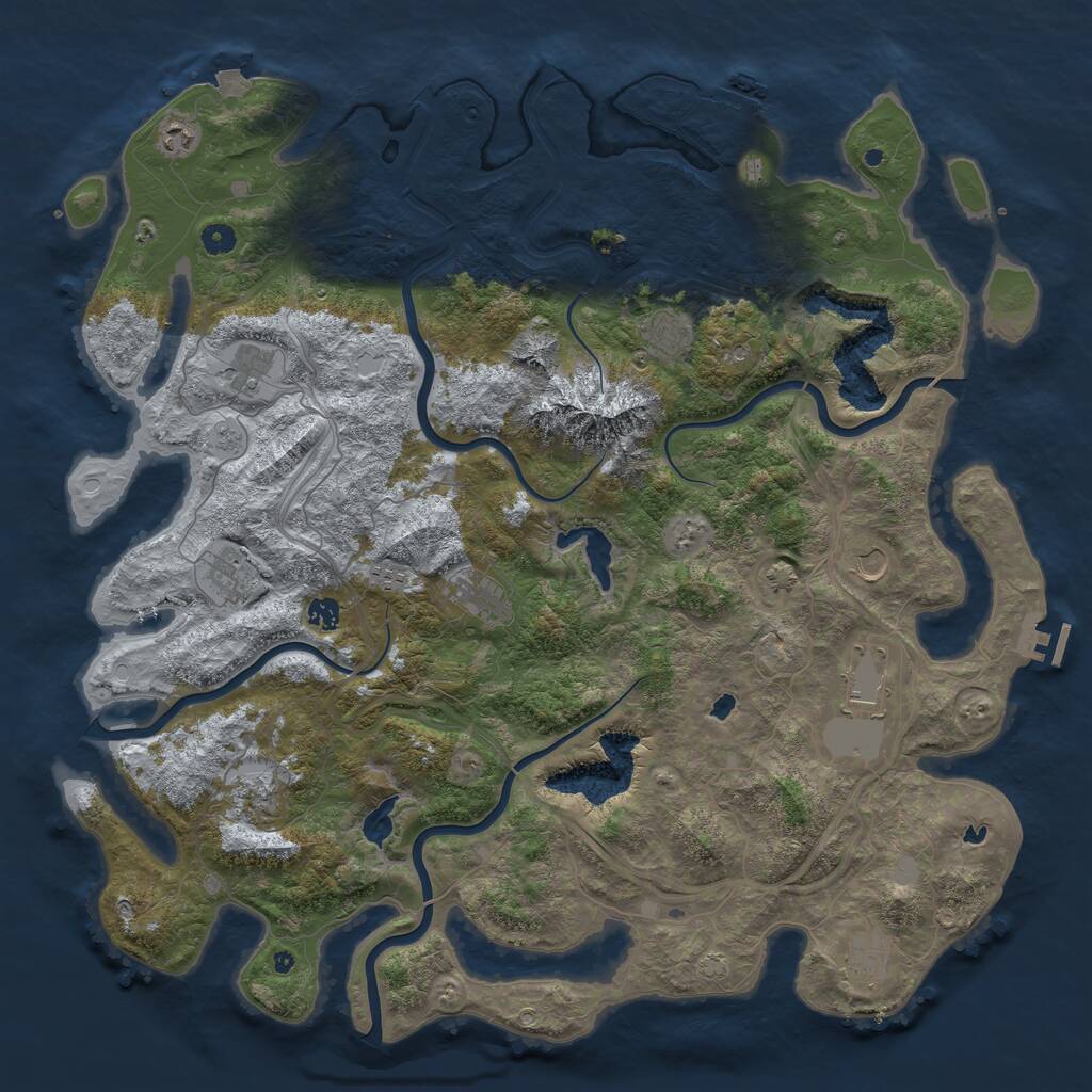 Rust Map: Procedural Map, Size: 5000, Seed: 1460160991, 17 Monuments