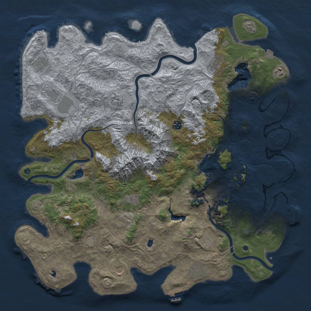 Rust Map: Procedural Map, Size: 5000, Seed: 162470045, 17 Monuments