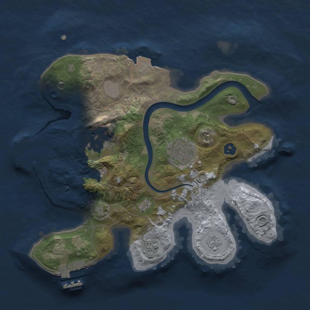Rust Map: Procedural Map, Size: 2500, Seed: 1013879268, 9 Monuments