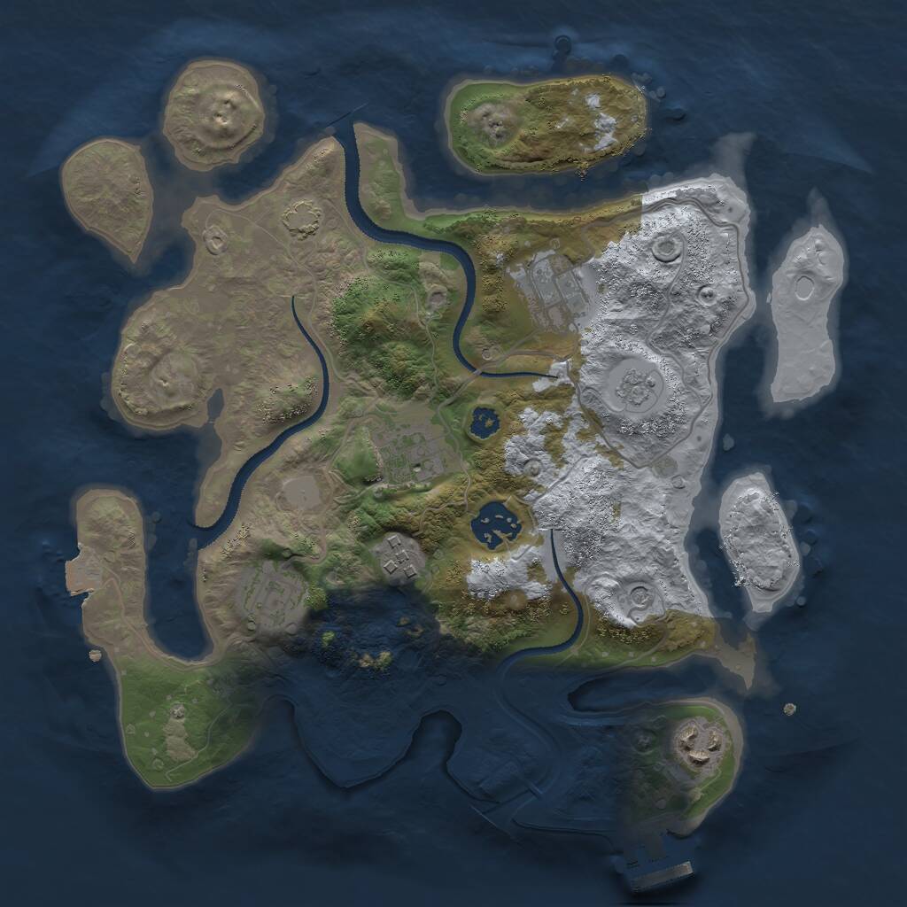 Rust Map: Procedural Map, Size: 3000, Seed: 2036957824, 11 Monuments