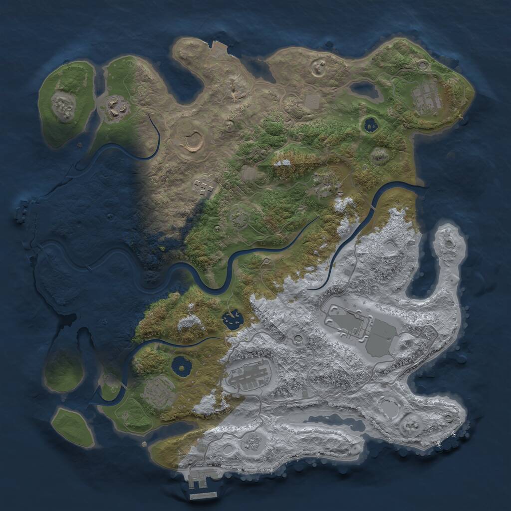 Rust Map: Procedural Map, Size: 3800, Seed: 811982934, 15 Monuments