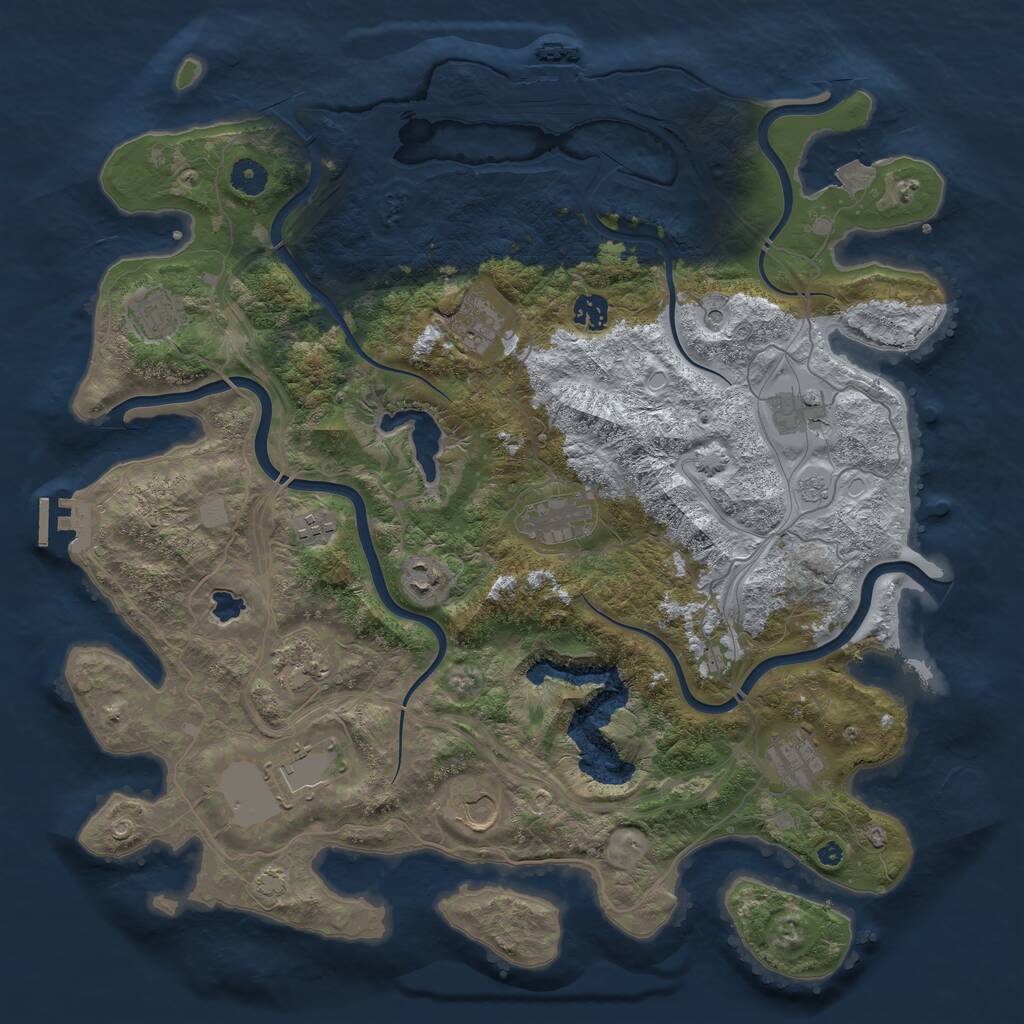 Rust Map: Procedural Map, Size: 4250, Seed: 1289664600, 17 Monuments
