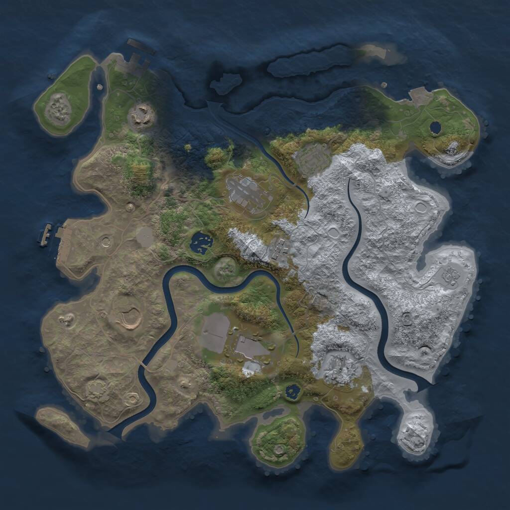 Rust Map: Procedural Map, Size: 3500, Seed: 2039728210, 14 Monuments