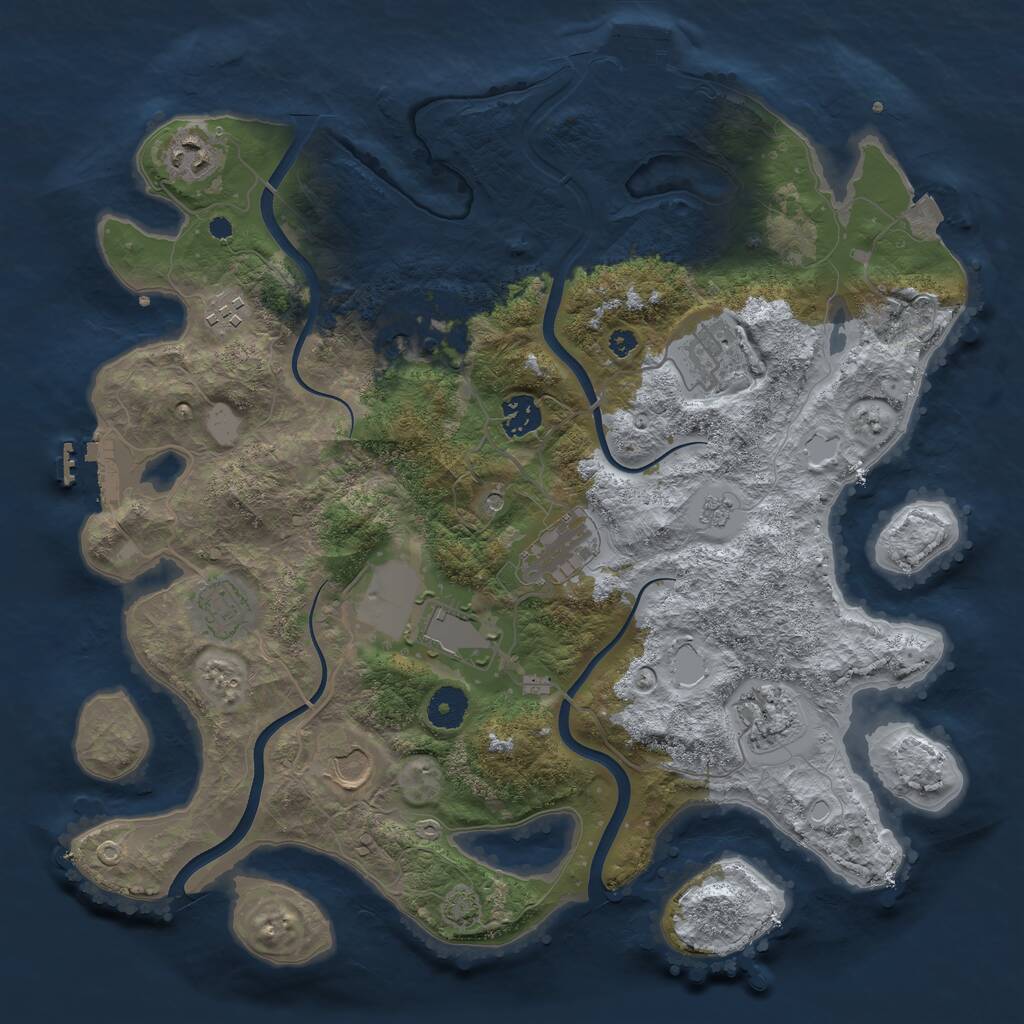 Rust Map: Procedural Map, Size: 3750, Seed: 644912701, 16 Monuments