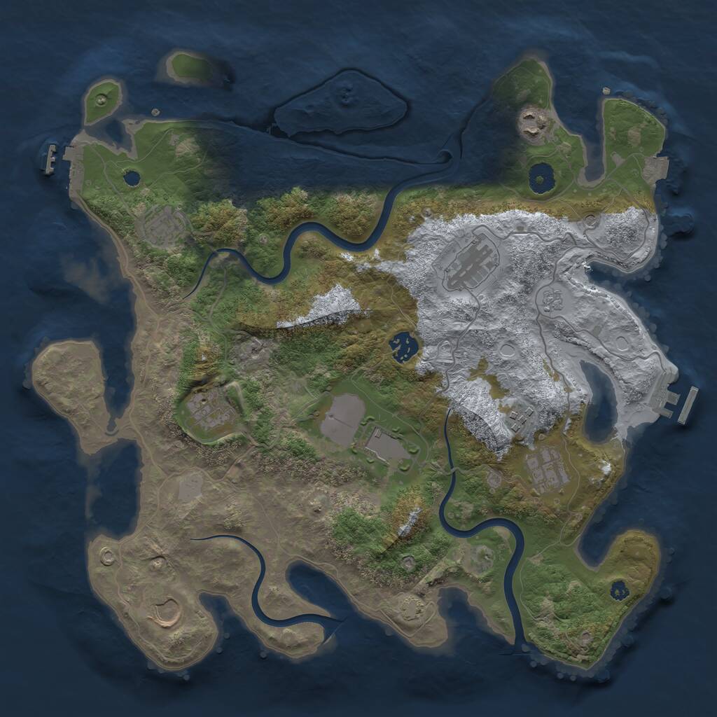 Rust Map: Procedural Map, Size: 3750, Seed: 370302610, 15 Monuments