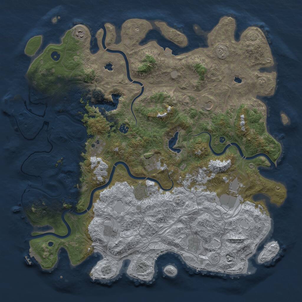 Rust Map: Procedural Map, Size: 4900, Seed: 713216985, 17 Monuments