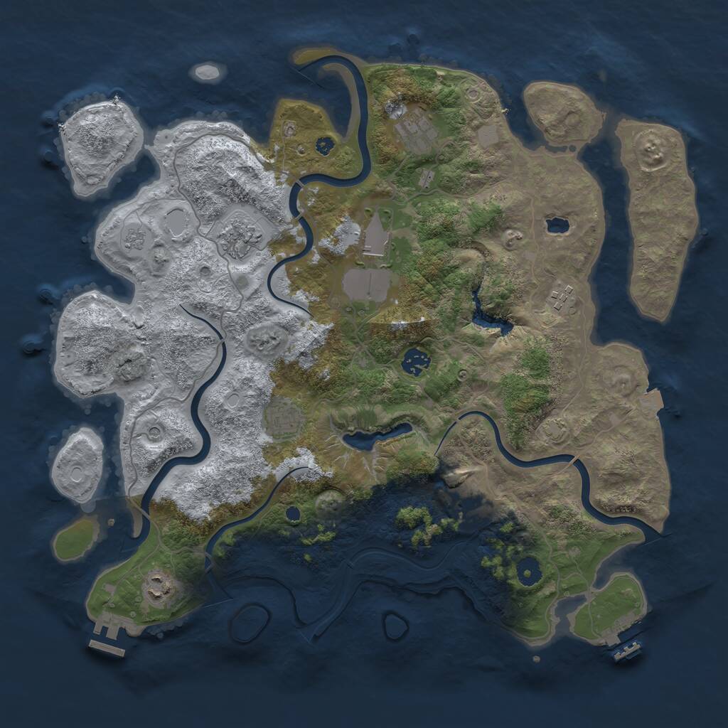 Rust Map: Procedural Map, Size: 4050, Seed: 1650690241, 14 Monuments
