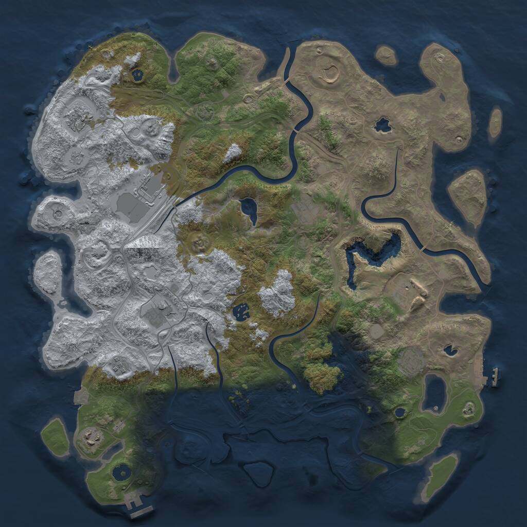 Rust Map: Procedural Map, Size: 4500, Seed: 839458525, 16 Monuments