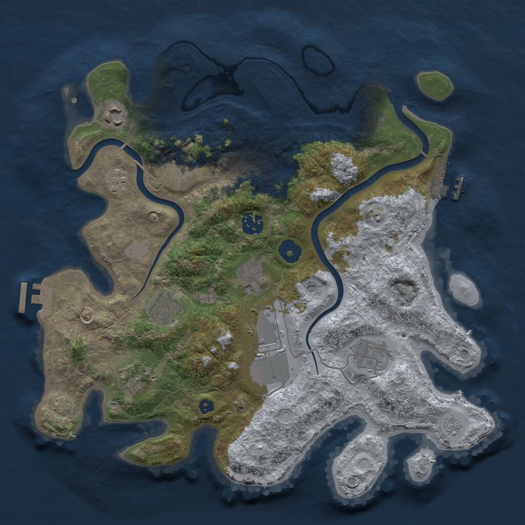 Rust Map: Procedural Map, Size: 3500, Seed: 2070887452, 15 Monuments