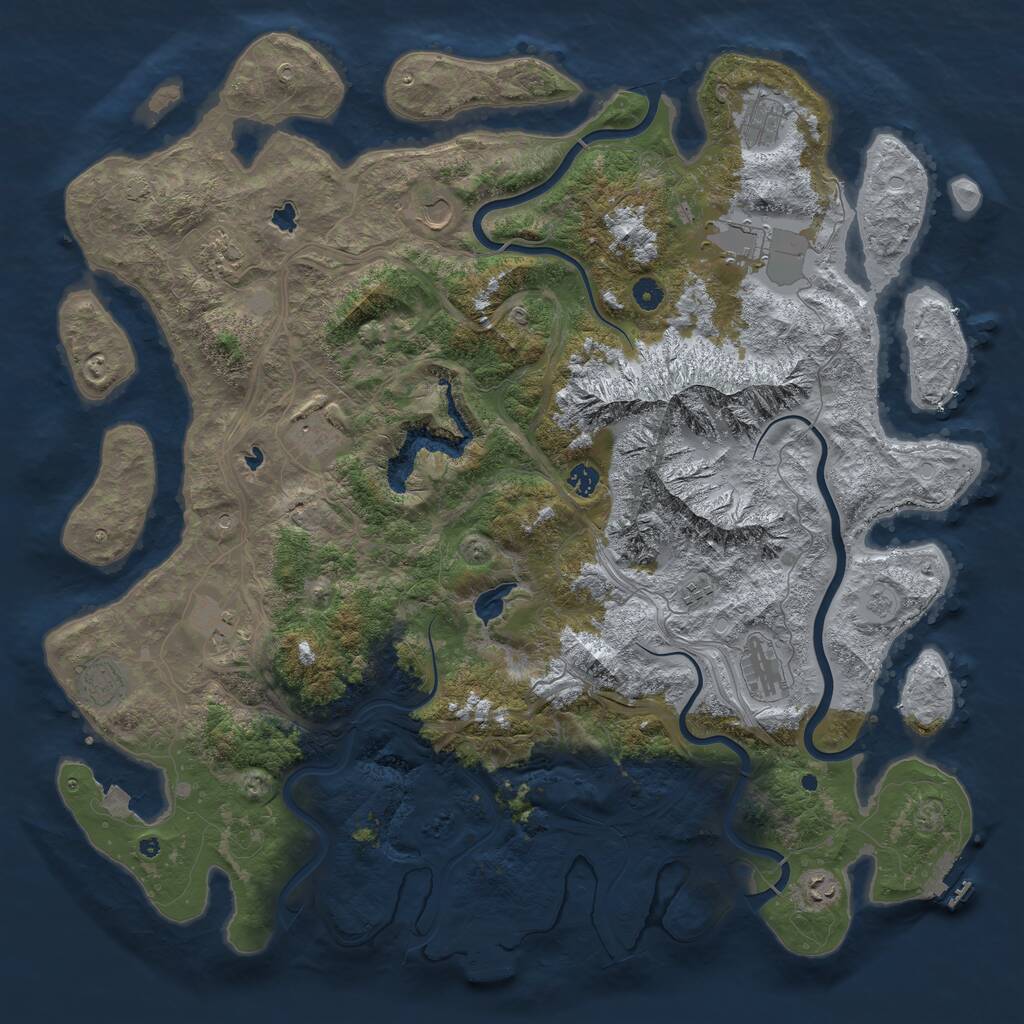 Rust Map: Procedural Map, Size: 5000, Seed: 1695623931, 17 Monuments