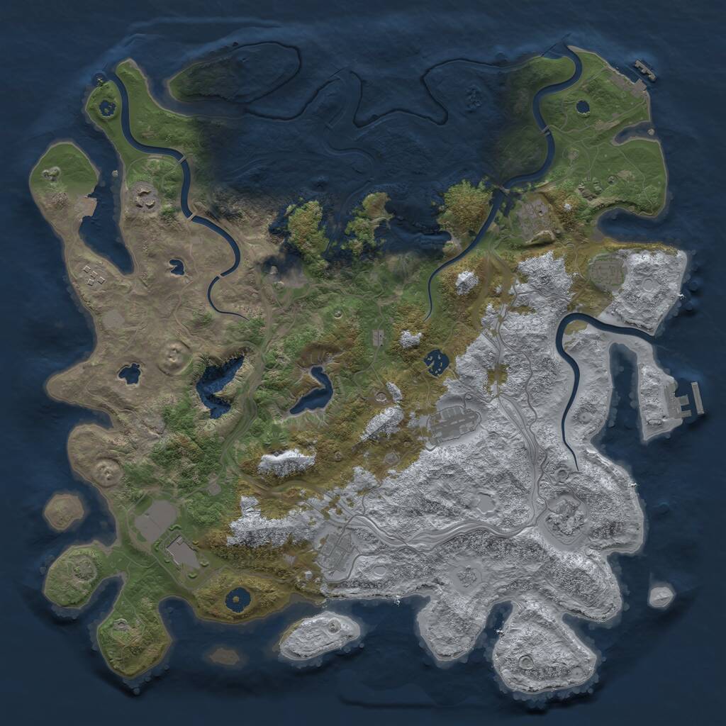 Rust Map: Procedural Map, Size: 4500, Seed: 805413557, 16 Monuments