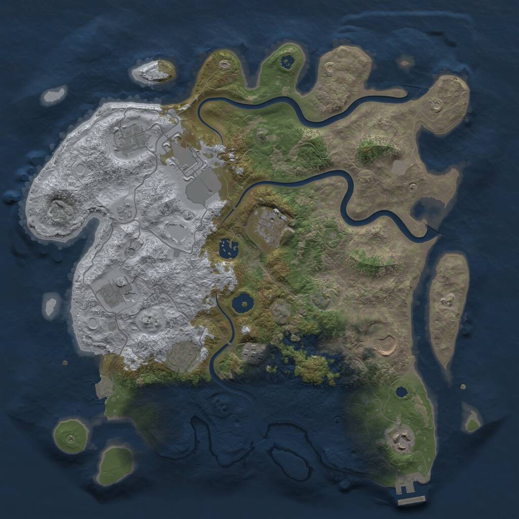 Rust Map: Procedural Map, Size: 3800, Seed: 4884335, 14 Monuments