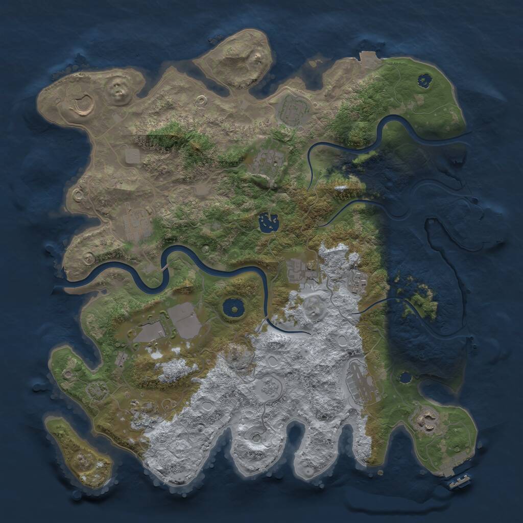 Rust Map: Procedural Map, Size: 3750, Seed: 1105326098, 17 Monuments
