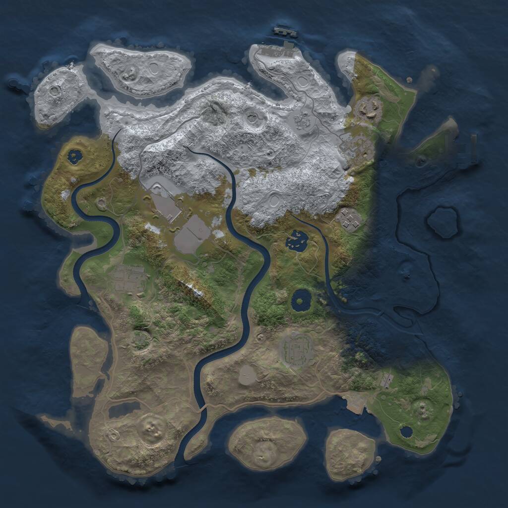 Rust Map: Procedural Map, Size: 3500, Seed: 453026, 13 Monuments