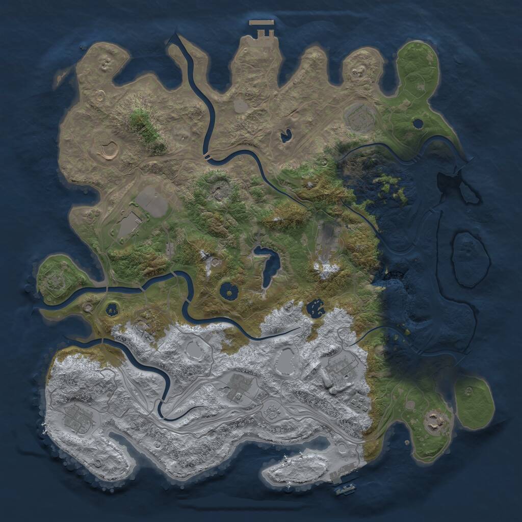 Rust Map: Procedural Map, Size: 4250, Seed: 616006685, 17 Monuments