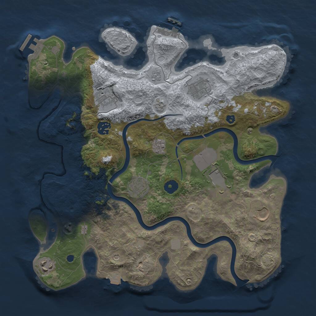 Rust Map: Procedural Map, Size: 3500, Seed: 1864230915, 14 Monuments