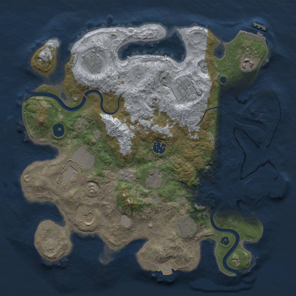 Rust Map: Procedural Map, Size: 3500, Seed: 1084893024, 15 Monuments