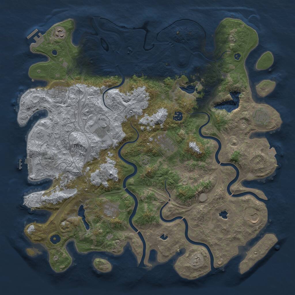Rust Map: Procedural Map, Size: 4500, Seed: 423696, 16 Monuments