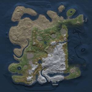 Thumbnail Rust Map: Procedural Map, Size: 3500, Seed: 2079009299, 14 Monuments