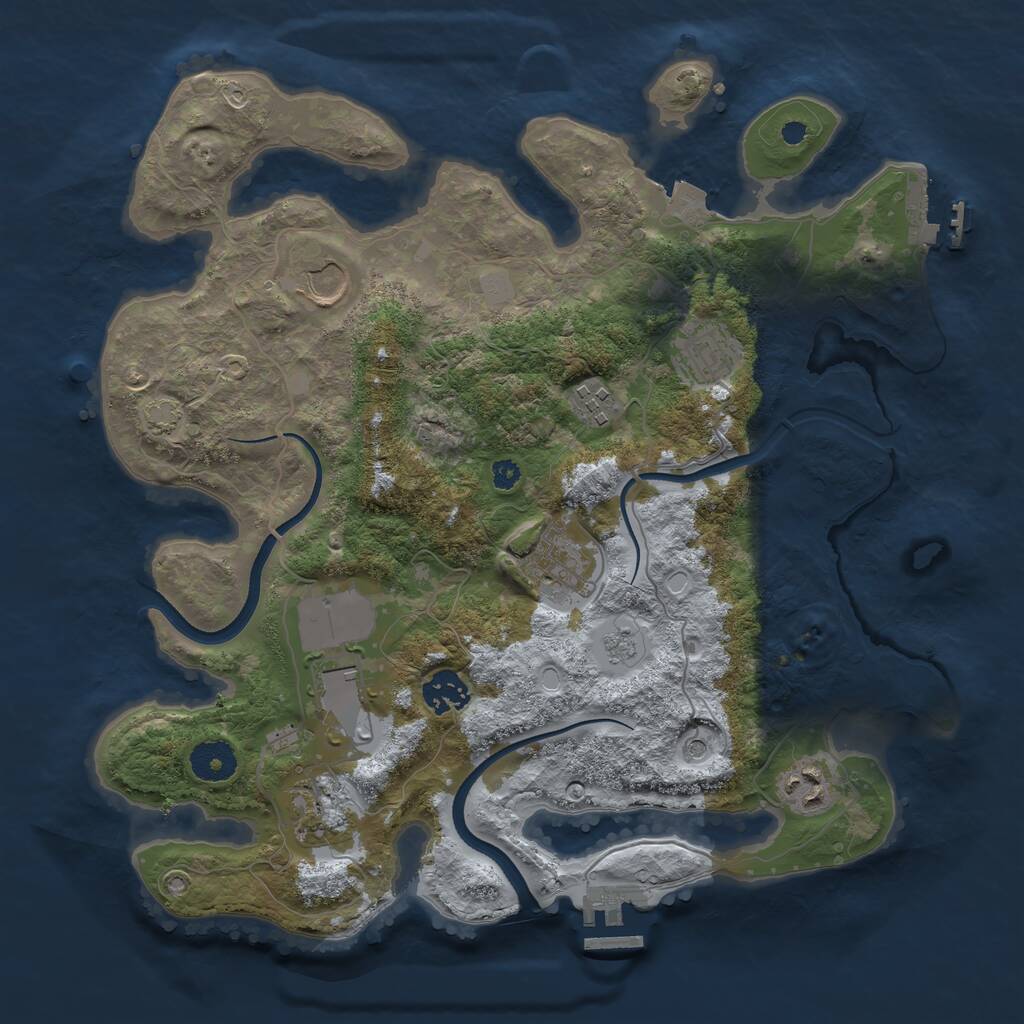 Rust Map: Procedural Map, Size: 3500, Seed: 2079009299, 14 Monuments