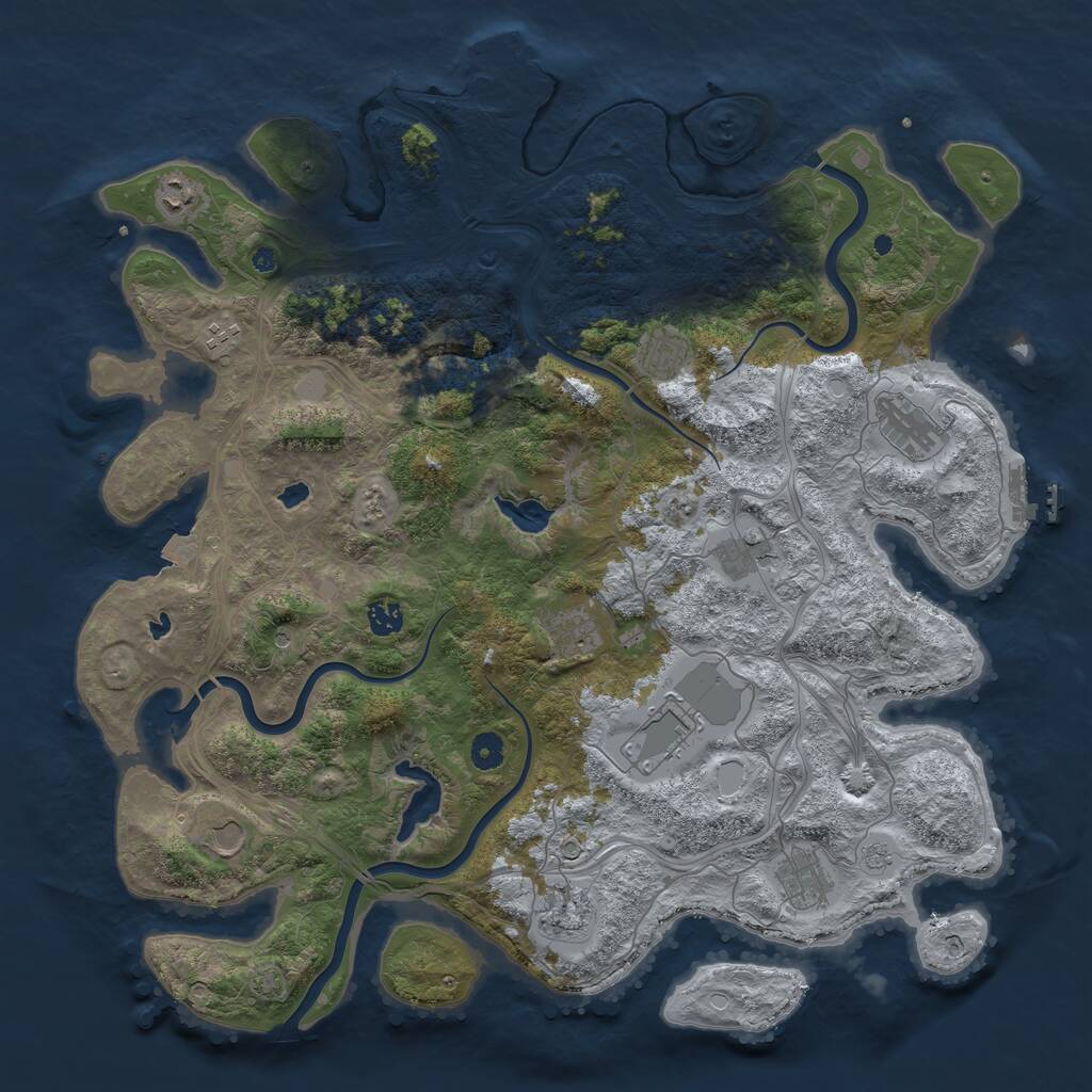 Rust Map: Procedural Map, Size: 4550, Seed: 676476969, 17 Monuments