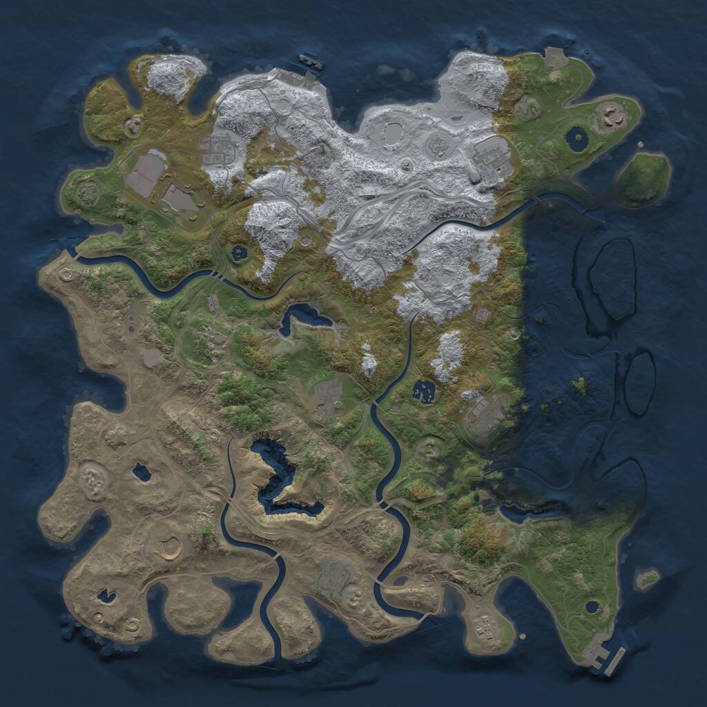 Rust Map: Procedural Map, Size: 4500, Seed: 95453150, 17 Monuments