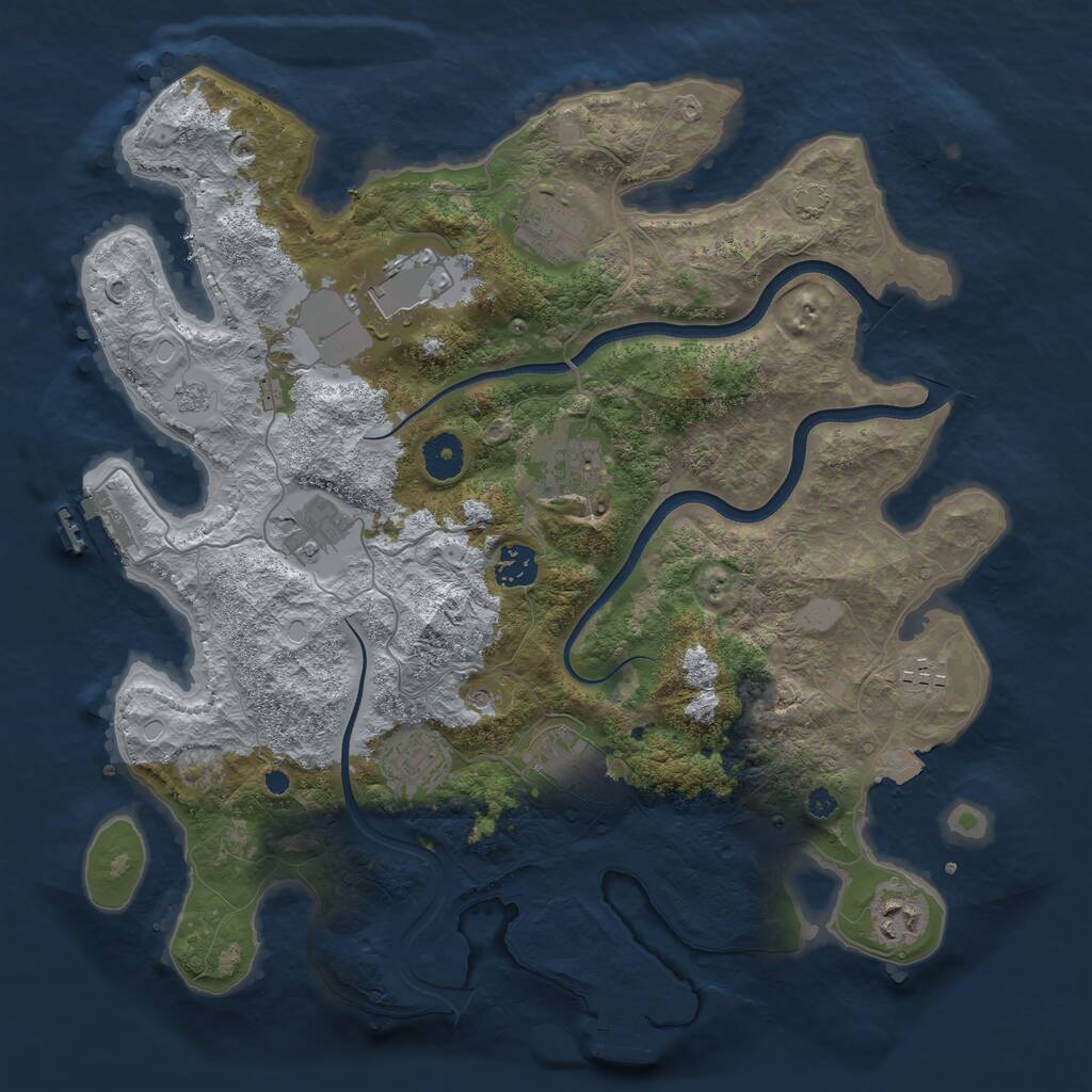 Rust Map: Procedural Map, Size: 3750, Seed: 412147379, 15 Monuments