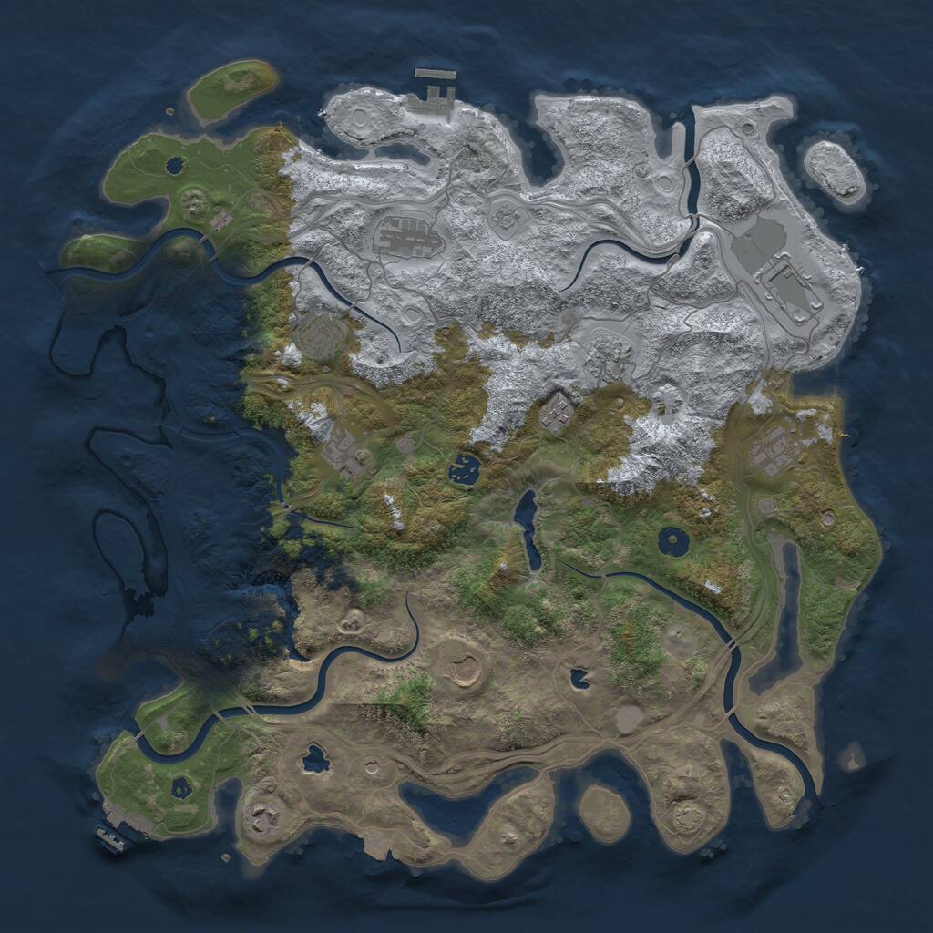Rust Map: Procedural Map, Size: 4500, Seed: 801334562, 16 Monuments