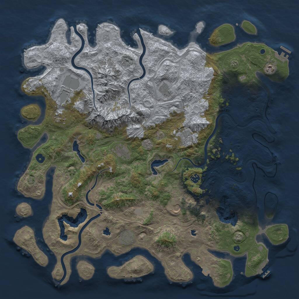 Rust Map: Procedural Map, Size: 5000, Seed: 1063775756, 16 Monuments