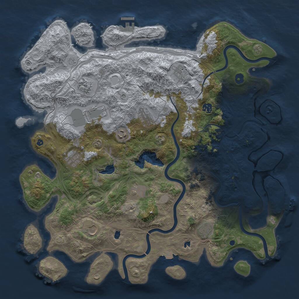 Rust Map: Procedural Map, Size: 4500, Seed: 1709190991, 17 Monuments