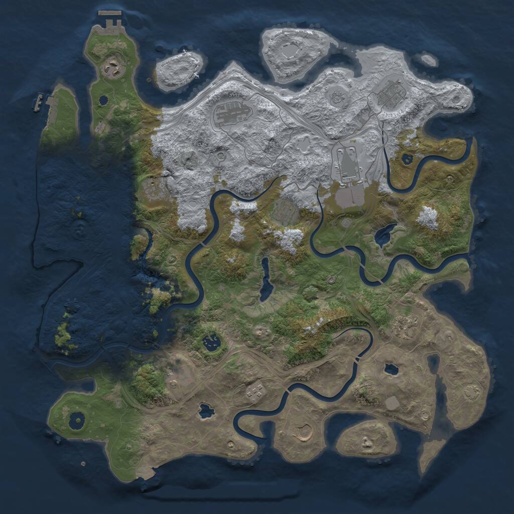 Rust Map: Procedural Map, Size: 4500, Seed: 1819581315, 17 Monuments