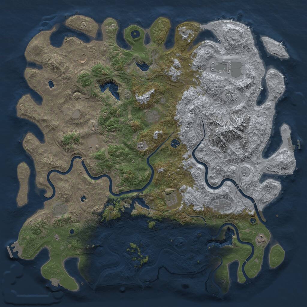 Rust Map: Procedural Map, Size: 5200, Seed: 1049352626, 17 Monuments