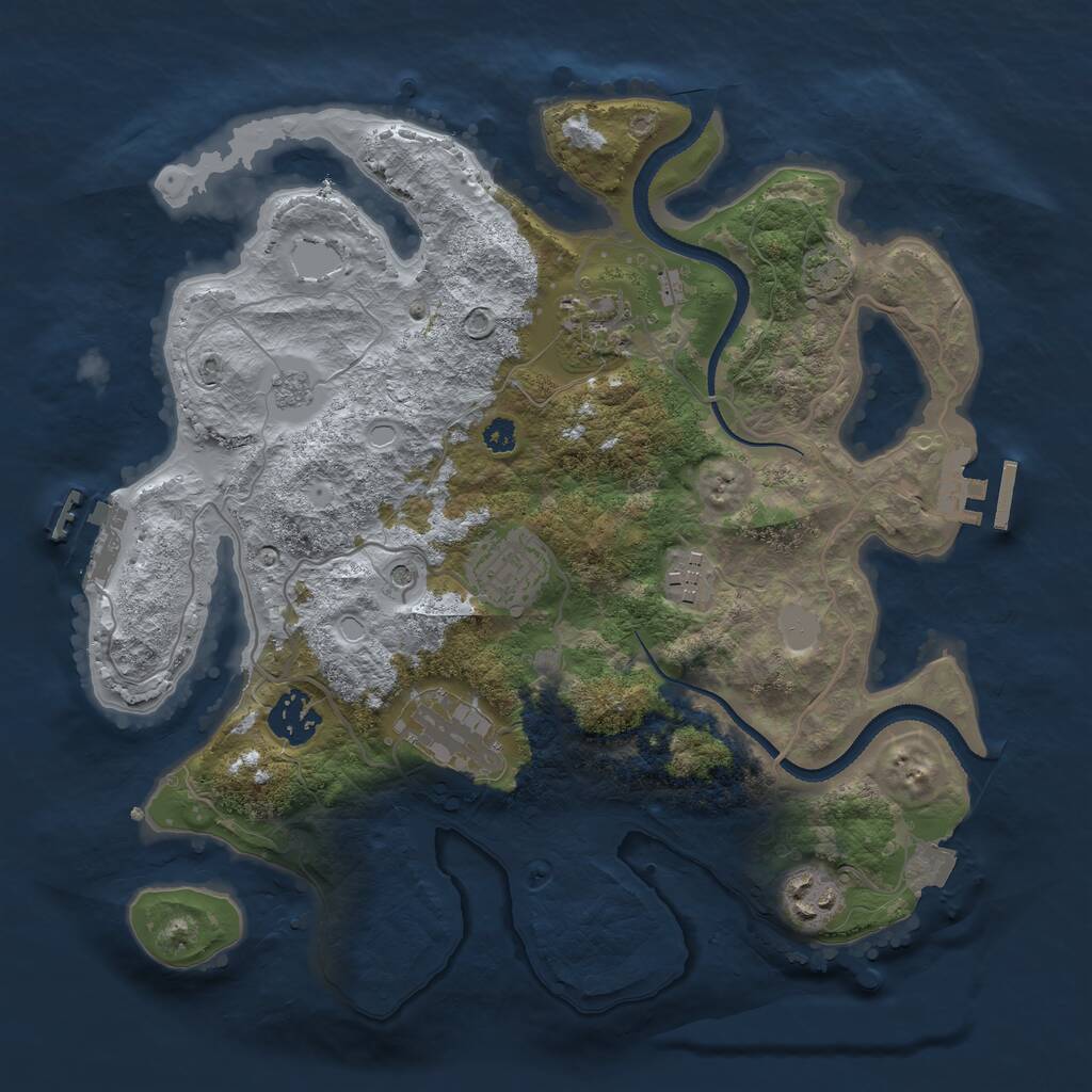 Rust Map: Procedural Map, Size: 3200, Seed: 1274742616, 12 Monuments