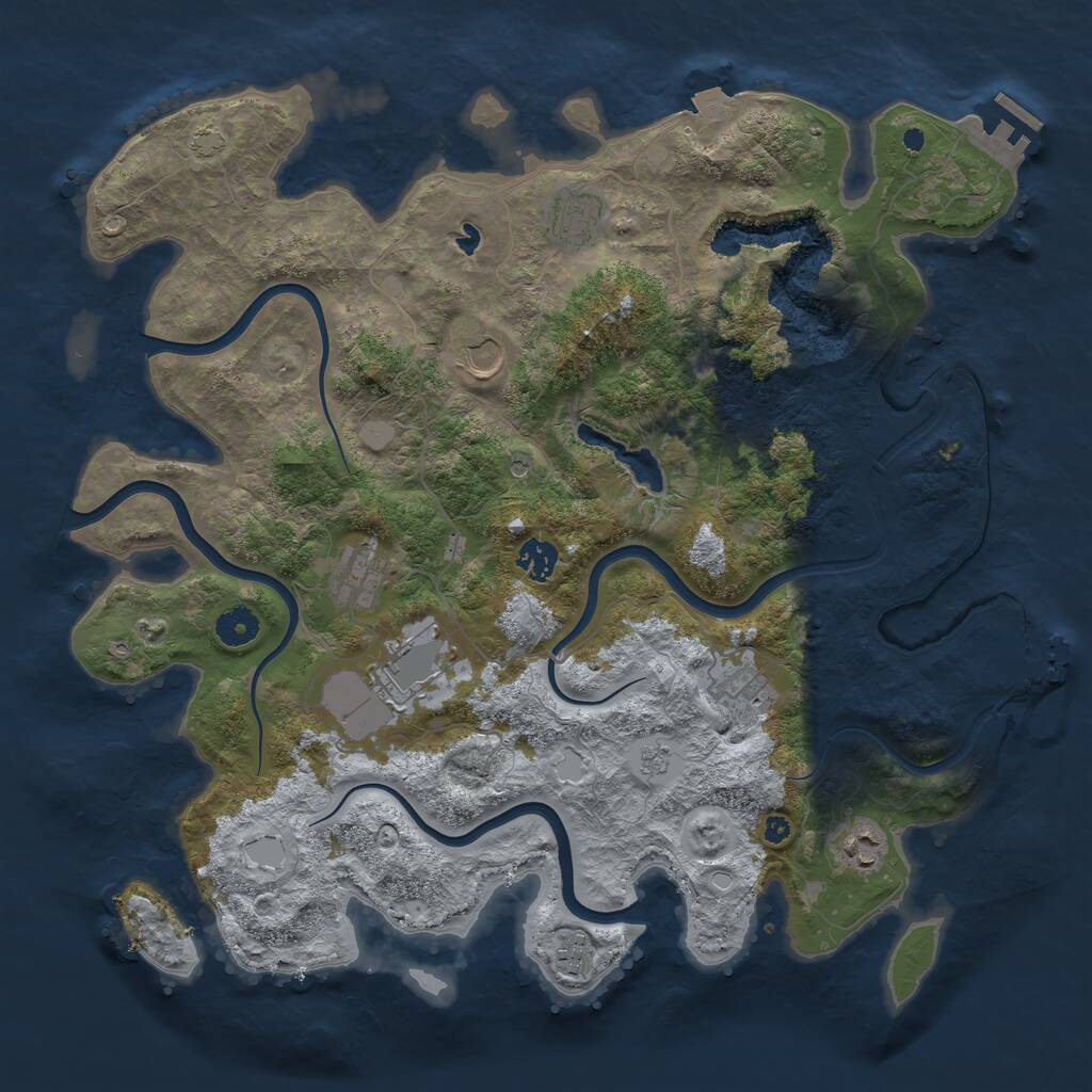 Rust Map: Procedural Map, Size: 4050, Seed: 45653665, 14 Monuments