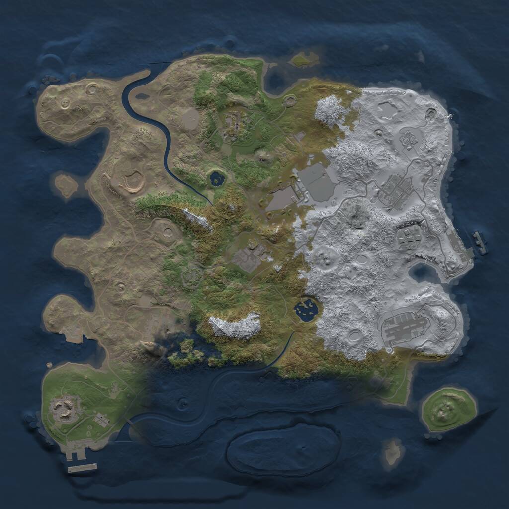 Rust Map: Procedural Map, Size: 3500, Seed: 464614579, 16 Monuments