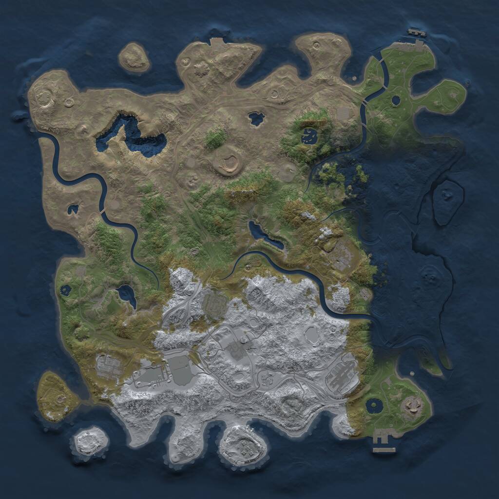 Rust Map: Procedural Map, Size: 4500, Seed: 494217594, 16 Monuments