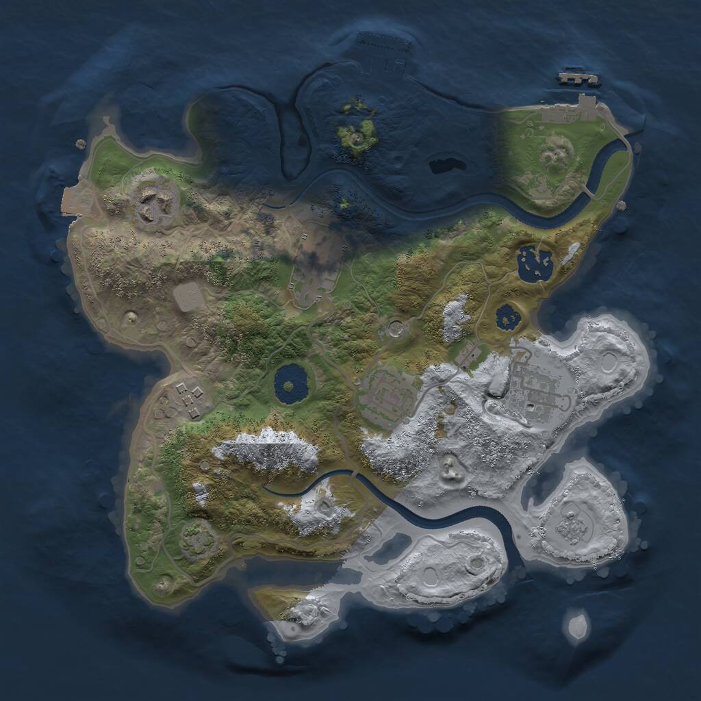 Rust Map: Procedural Map, Size: 2800, Seed: 1054392799, 12 Monuments