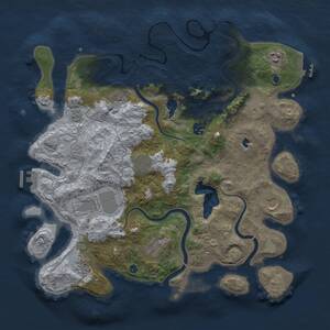 Thumbnail Rust Map: Procedural Map, Size: 4000, Seed: 1964386125, 16 Monuments