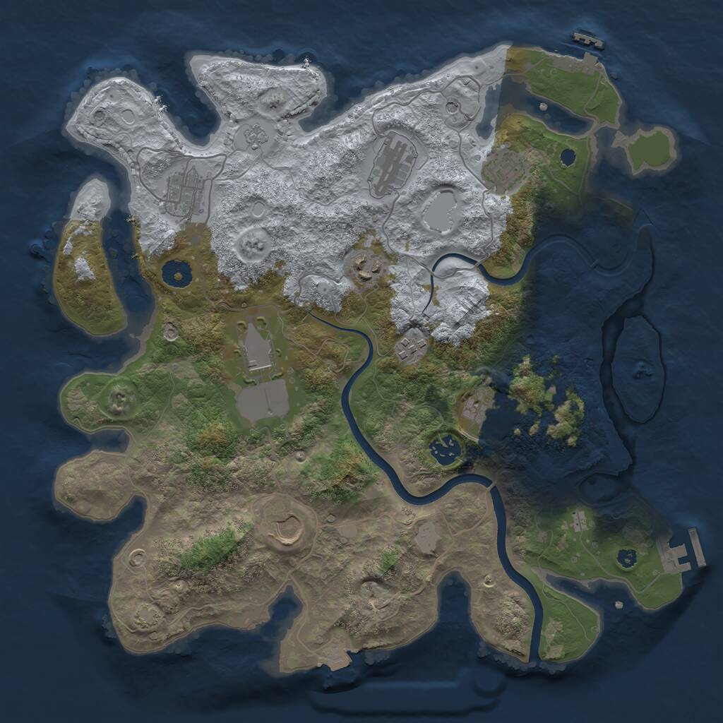 Rust Map: Procedural Map, Size: 3700, Seed: 434439538, 15 Monuments