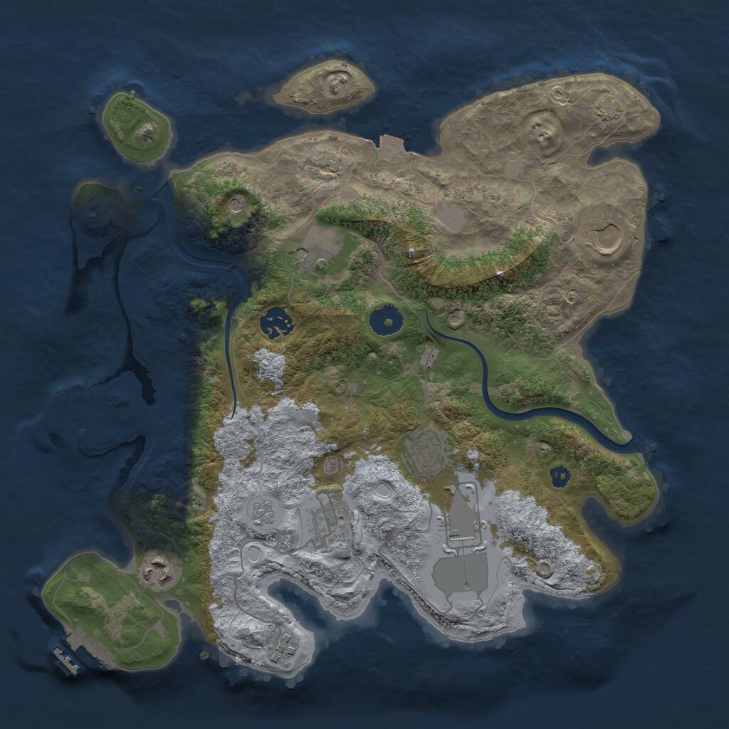 Rust Map: Procedural Map, Size: 3500, Seed: 1204695225, 14 Monuments