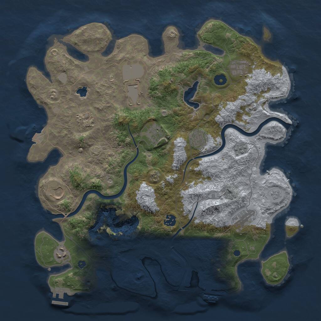 Rust Map: Procedural Map, Size: 4000, Seed: 937639023, 16 Monuments