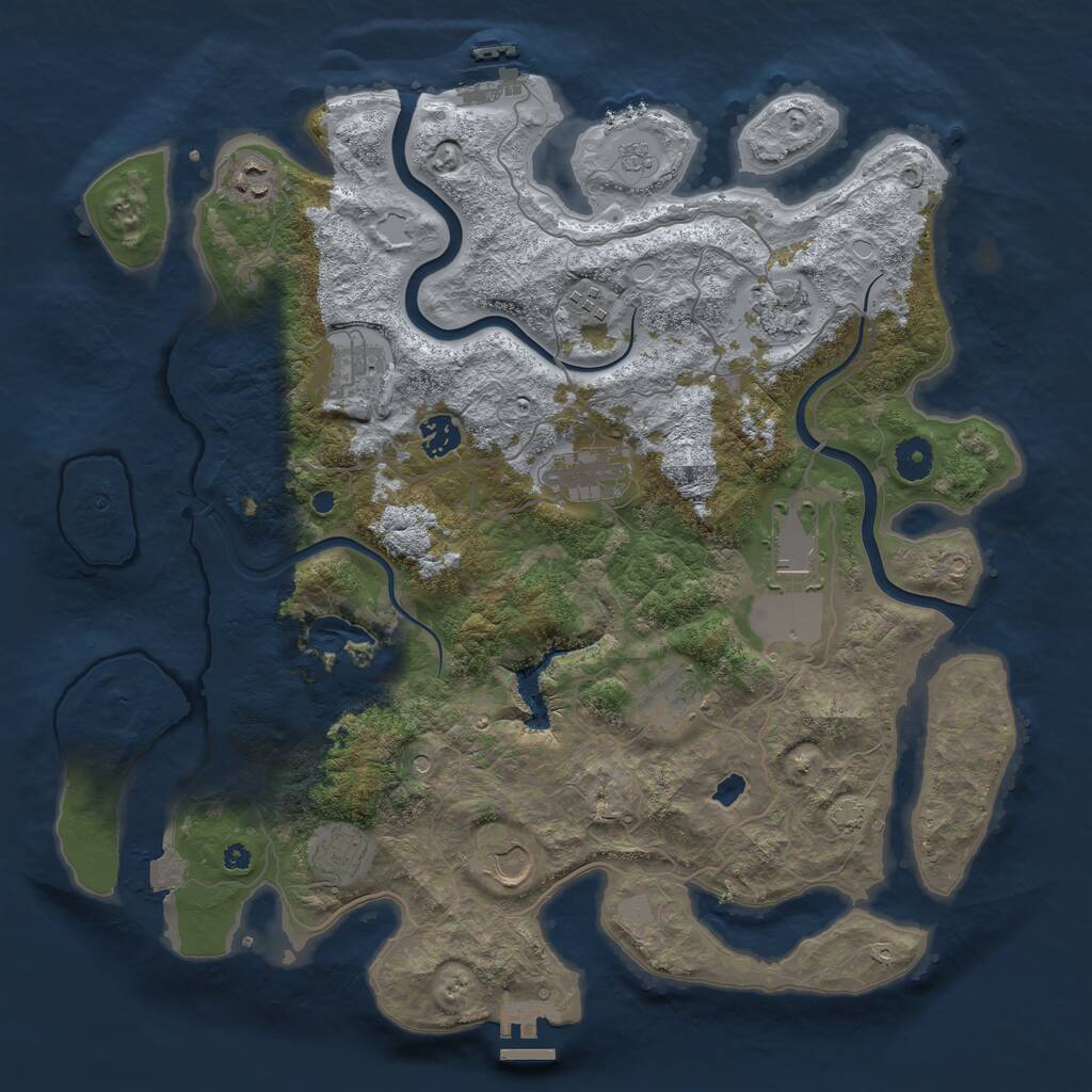 Rust Map: Procedural Map, Size: 4000, Seed: 127705810, 16 Monuments