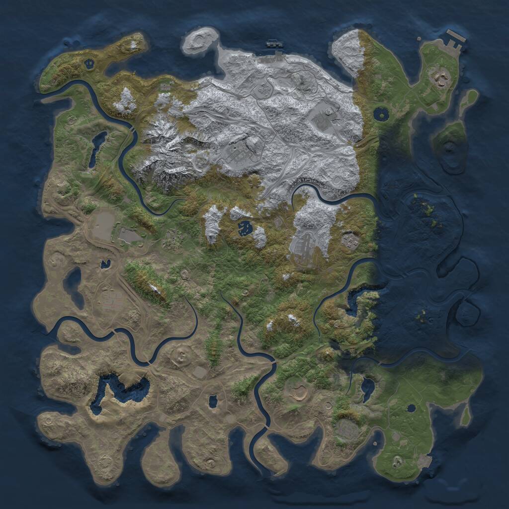 Rust Map: Procedural Map, Size: 5000, Seed: 2053976856, 17 Monuments