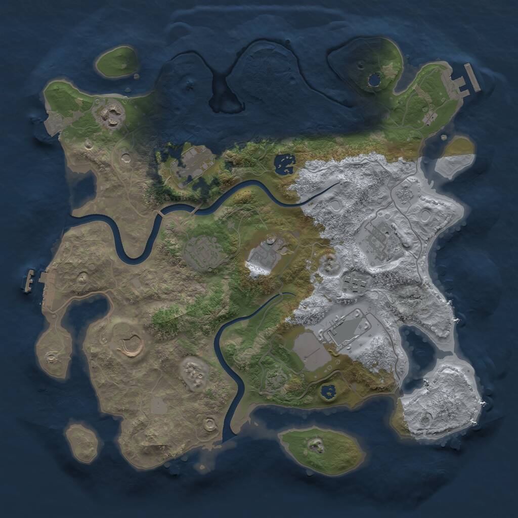 Rust Map: Procedural Map, Size: 3500, Seed: 1109442912, 15 Monuments