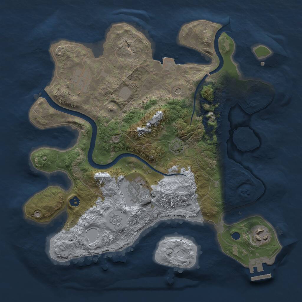 Rust Map: Procedural Map, Size: 3000, Seed: 2035896783, 8 Monuments