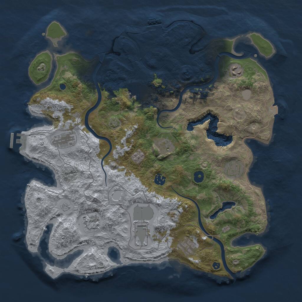 Rust Map: Procedural Map, Size: 4000, Seed: 15886, 16 Monuments